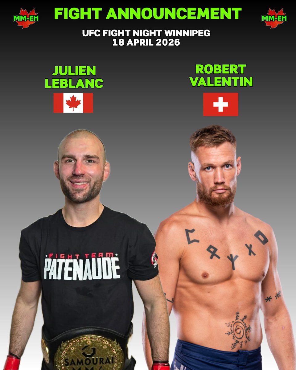 MMehAndy's tweet photo. Julien LeBlanc Set for UFC Debut in Winnipeg Against Robert Valentin

Follow @MMehAndy and https://t.co/mT6duXYpvx for everything Canadian MMA...no other destination needed. https://t.co/spnx0raxaA
