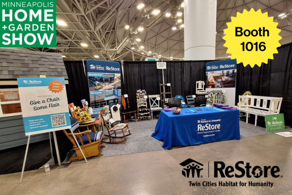tchabitat's tweet image. Say hi to Twin Cities Habitat's ReStore at the Minneapolis Home + Garden Show this weekend! Talk through your home project ideas, get tips, tricks, and candy, too. ReStore will be there now through Sunday.🌷 #homerenovation #homeinspo #twincitieshabitat #twincitiesrestore