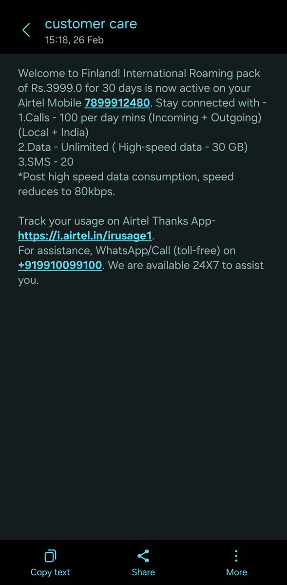 grassromeo's tweet photo. @Airtel_Presence On call from a foreign country have been put on hold for like 5 mins...
please sort out out the International roaming....
I am seeing 3 different messages
Can you please sort this out ASAP https://t.co/GHxvftcMda