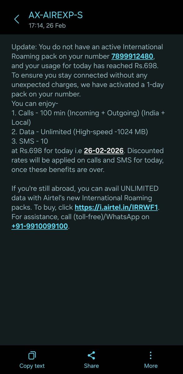 grassromeo's tweet photo. @Airtel_Presence On call from a foreign country have been put on hold for like 5 mins...
please sort out out the International roaming....
I am seeing 3 different messages
Can you please sort this out ASAP https://t.co/GHxvftcMda