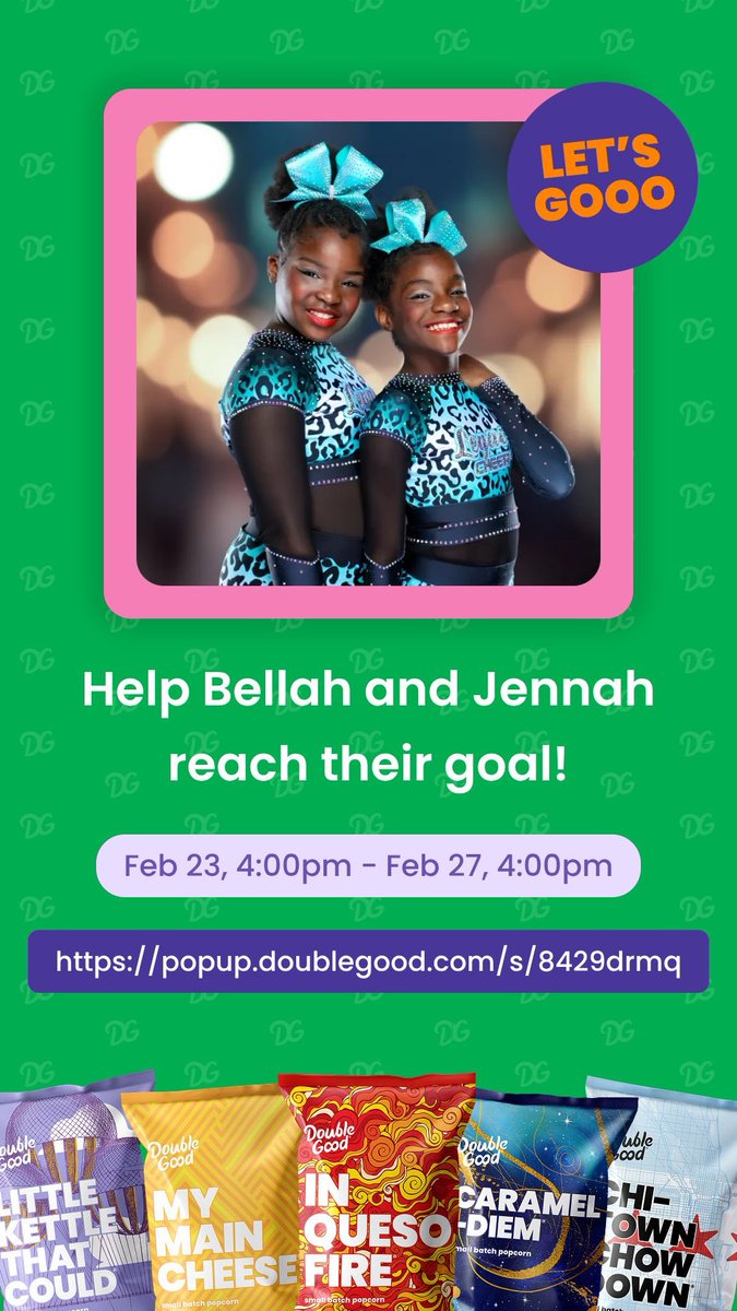 differentterry's tweet photo. Hi! I’m doing a virtual fundraiser selling delicious Double Good popcorn from Feb 23, 4:00pm - Feb 27, 4:00pm. Get all the details and support here: https://t.co/Lq3gXscDnN https://t.co/dOATCNjaWi