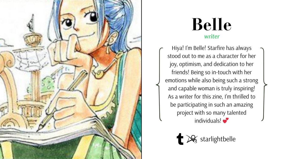 CONTRIBUTOR SPOTLIGHTS 💫
We're excited to welcome our next contributors, page artist Dandeidolon (dandeidolon on Tumblr &amp; Bluesky) and writer Belle (starlightbelle on Tumblr &amp; Ao3)!