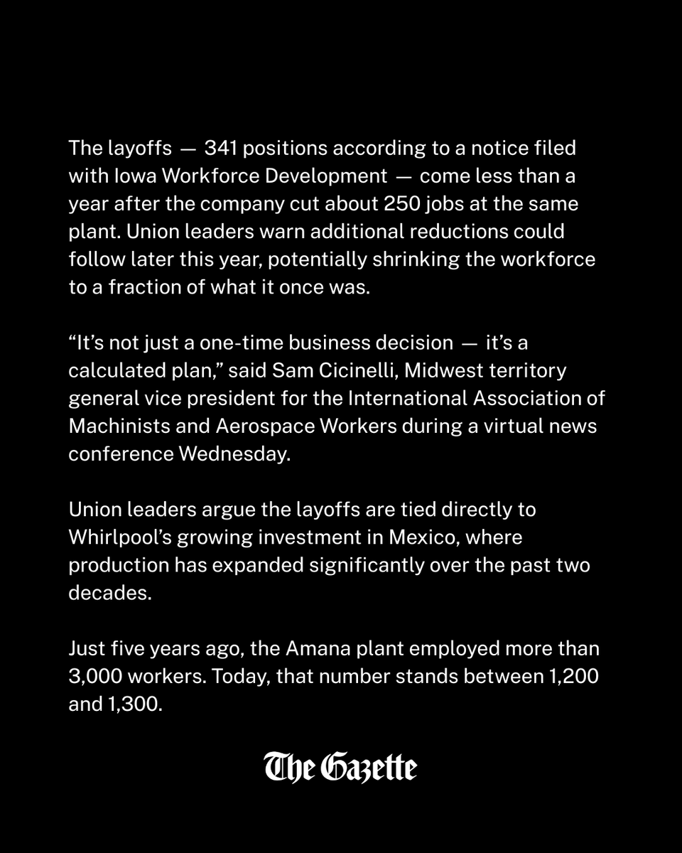 gazettedotcom's tweet photo. The company now employs roughly 11,500 workers in Mexico — a number expected to grow — compared with about 14,000 manufacturing employees in the United States. https://t.co/s0B57j4p61 https://t.co/GyDBdq43YM