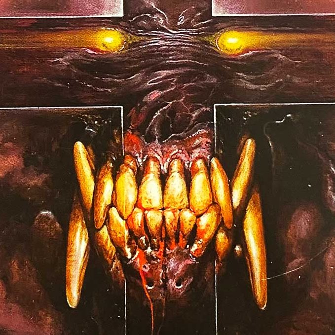 Possibly the most 'metal' image ever to grace a horror novel: Melvyn Grant's magnificent cover art for the 1988 Grafton edition of Whitley Strieber's The Night Church.

#horror #HorrorArt #HorrorFam