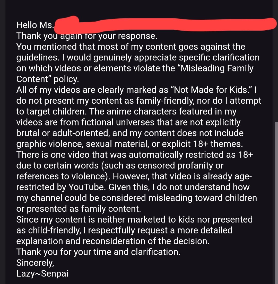 Luck681130386's tweet photo. @TeamYouTube @YouTube @NpcUniverse 
https://t.co/hefgzo2F6s
How could I be misleading anyone when I specifically select “Not Made for Kids” for every video and never present or label my content as being for children?
So please Recheck, Tq
Channel Link :- https://t.co/SYnnQUkrx7 https://t.co/1rsFf96zjp
