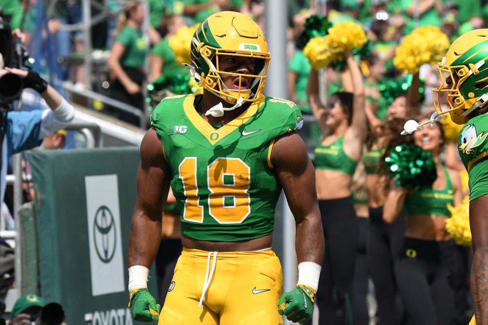 SleeperNFL's tweet image. The Broncos held a formal interview with Oregon TE Kenyon Sadiq, per @mikeklis9news