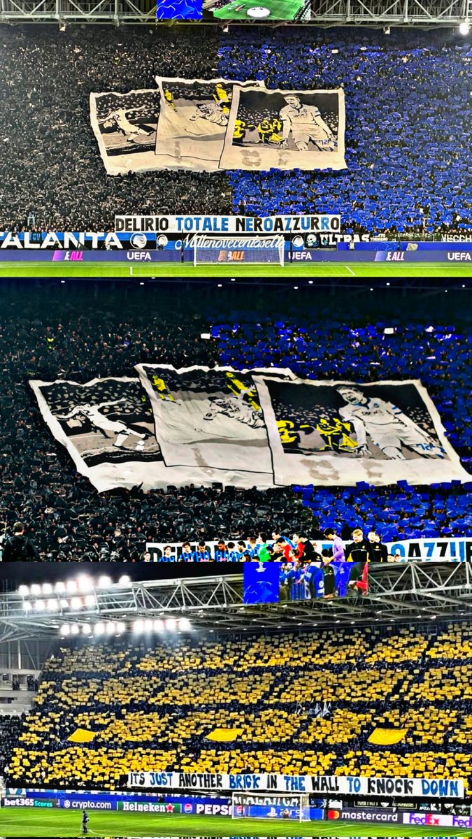 Ultramaniatics's tweet image. Atalanta 🇮🇹
vs
Borussia Dortmund 🇩🇪
DELIRIO TOTALE NEROAZZURRO
Tifo recordando el doblete de Josip Iličič en Dortmund en la UEL 2018
IT'S JUST ANOTHER BRICK IN THE WALL TO KNOCK DOWN
#ATABVB
#UCL 25.02