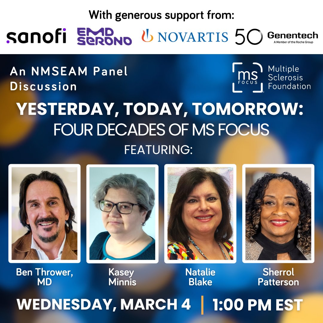 MS_Focus's tweet photo. Join us for our first live #NMSEAM panel on March 4th! Yesterday, Today, Tomorrow: 4 Decades of MS Focus featuring the MS Focus team as they discuss changes over the past 40 years!
Register today and save your "seat" β‘οΈ https://t.co/MYipXqCdM5 https://t.co/mZ7gjr29fR