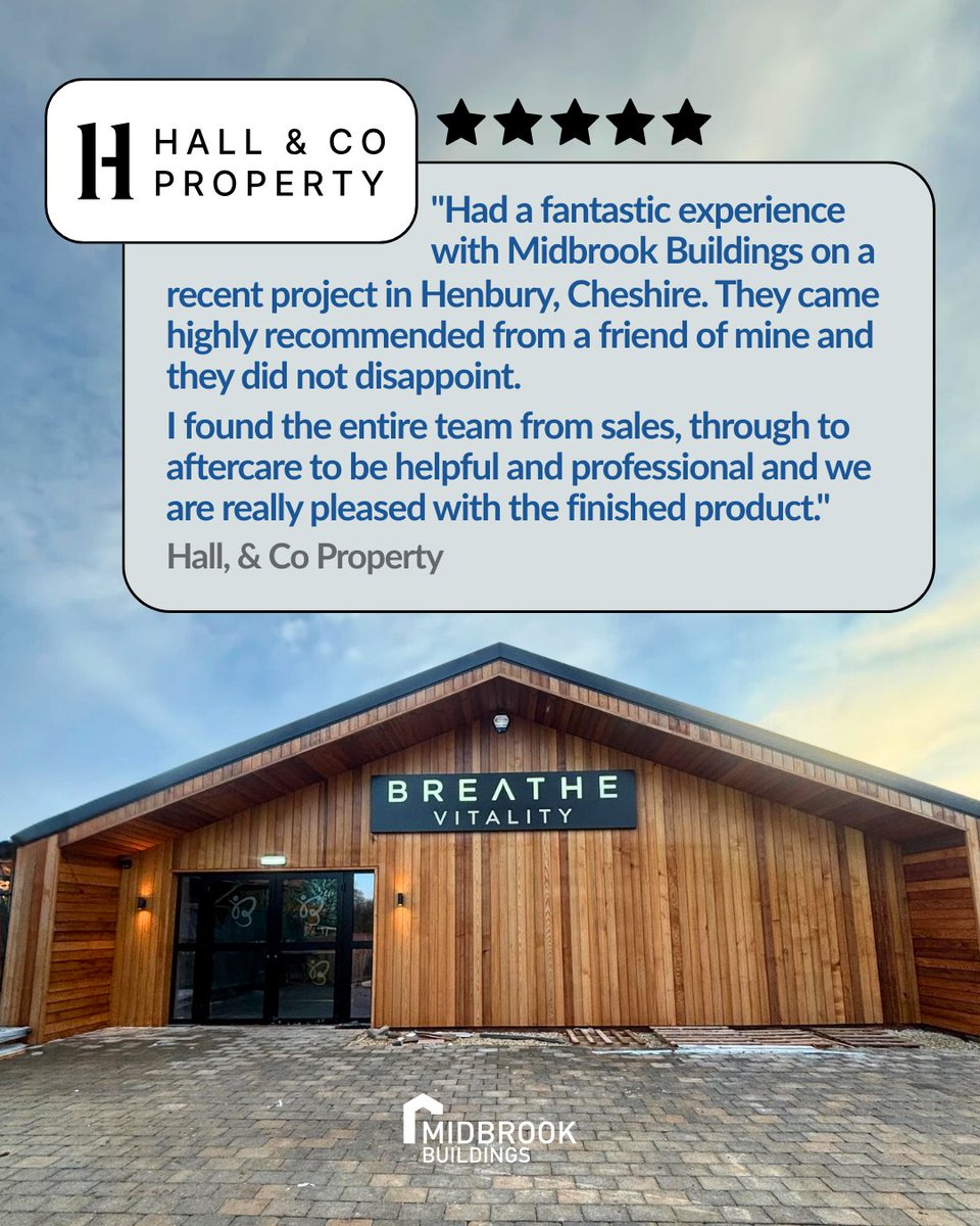 MidbrookBuildi1's tweet photo. ⭐️⭐️⭐️⭐️⭐️ feedback from property developers Hall &amp; Co. Property

Commercial steel building – full turnkey solution.

Now a stunning #wellness &amp; recovery #studio for Breathe Vitality, Henbury.

Your project next? Get a quote: https://t.co/jaqQ0WzwVD
 
#steelbuildings https://t.co/qdoGtNnkdn
