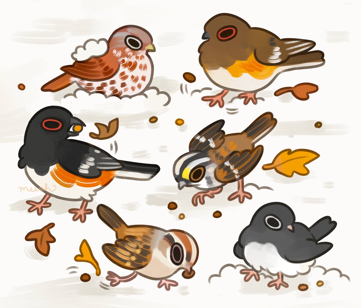 cookiedoves's tweet photo. (commission) chibi sparrows doing a big winter dig for @/orion_mk3 🌰🍂🍃 https://t.co/sDFceYxZta