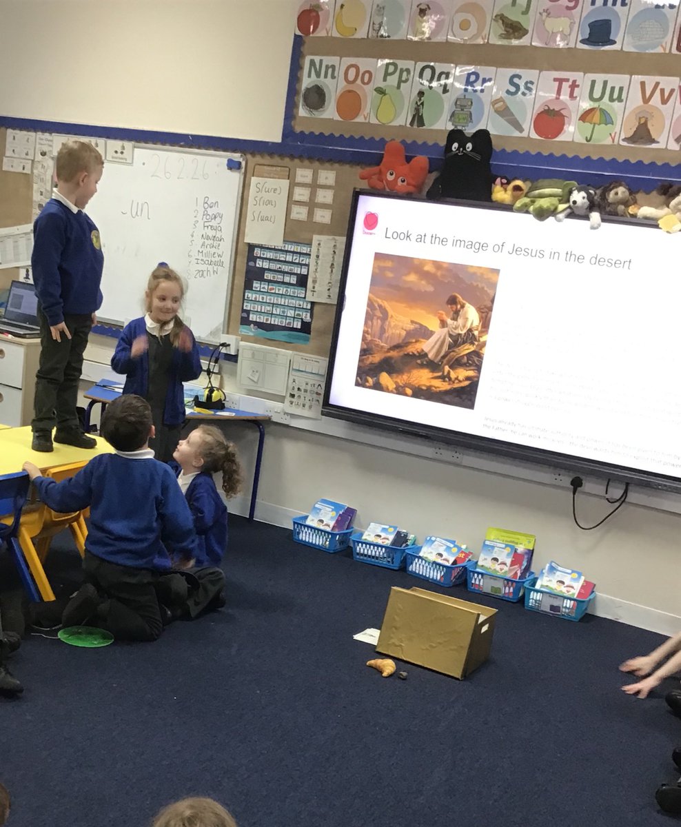 Today we started our new topic in RE; Desert to Garden. We listened to the scripture (Luke 4:1-13) and then used role play to retell it in our own words.