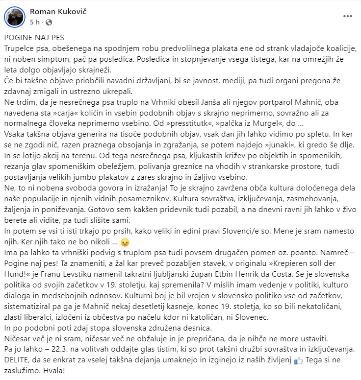 melitustra's tweet photo. >22.3. na volitvah oddajte glas tistim, ki so prot takšni družbi sovraštva in izključevanja.
DELITE, da se enkrat za vselej takšna dejanja umaknejo in izginejo iz naših življenj 📷 Tega si ne zaslužimo. 
https://t.co/Vp8KN70TxF https://t.co/tgPQX7LuHe