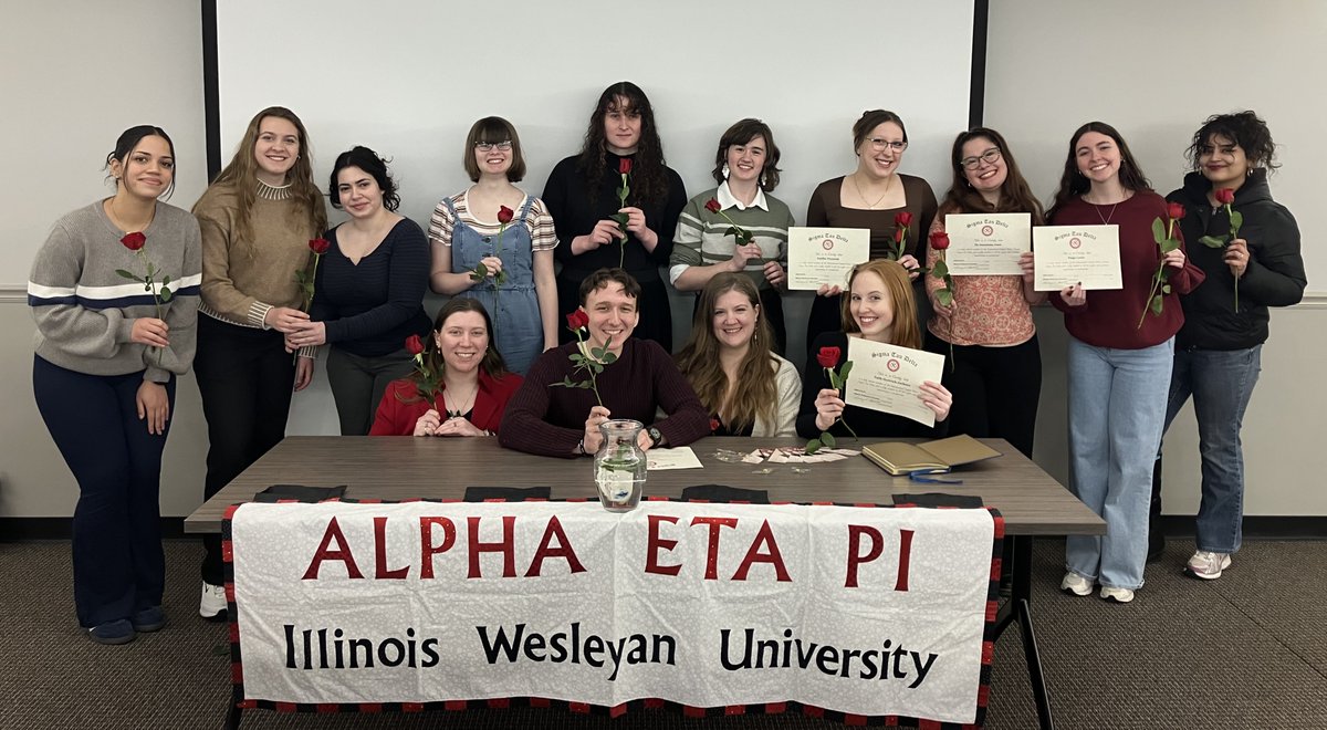 IWUEnglish's tweet photo. We had a lovely time welcoming and celebrating the newest members of IWU Sigma Tau Delta on Sunday!🌹Congratulations! https://t.co/Y6w3nBQRRp