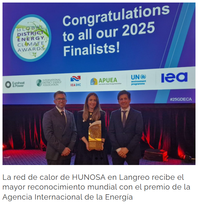 FundacionFaen's tweet image. Queremos dar la enhorabuena a #HUNOSA, miembro del patronato, por recibir el prestigioso premio “Global District Energy Climate Award”.

Reconocimiento internacional que pone en valor el innovador district heating del Pozo Fondón.

Léelo aquí: n9.cl/djlfl