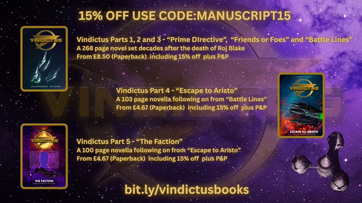 vindictusseries's tweet photo. Get up to date with your Vindictus collection now!! There is a 15% discount on Vindictus books until midnight on Friday.  Use code MANUSCRIPT15 at checkout (after entering delivery details). All books available from https://t.co/hHTUkp5gKb
Please share! https://t.co/H8byR3Qkec