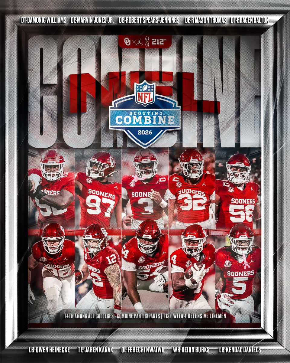 OU_Football's tweet image. Time to show out 💰 

📍 #NFLCombine
📺 @nflnetwork 
🗓️ TH-SUN; 2 PM CT

#OUDNA | @NFL