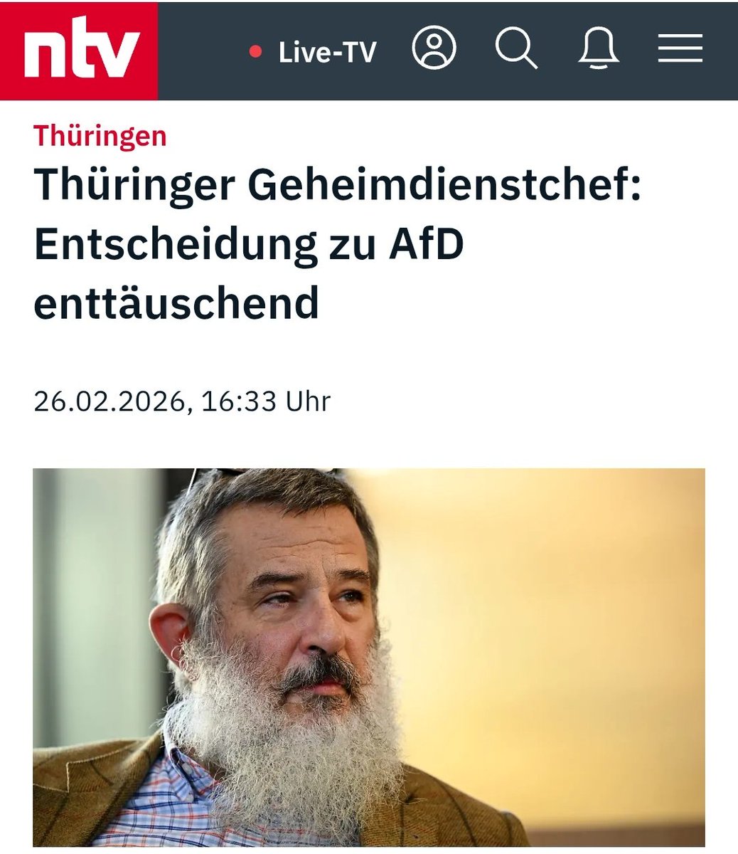 Jerusalema_AH_2's tweet photo. "Thüringer Geheimdienstchef: Entscheidung zu AfD enttäuschend"

🫣

Müsste man #StephanKramer nach so einer Äußerung nicht selbst überwachen und an seiner Verfassungstreue zweifeln? https://t.co/h0v6KwRBew