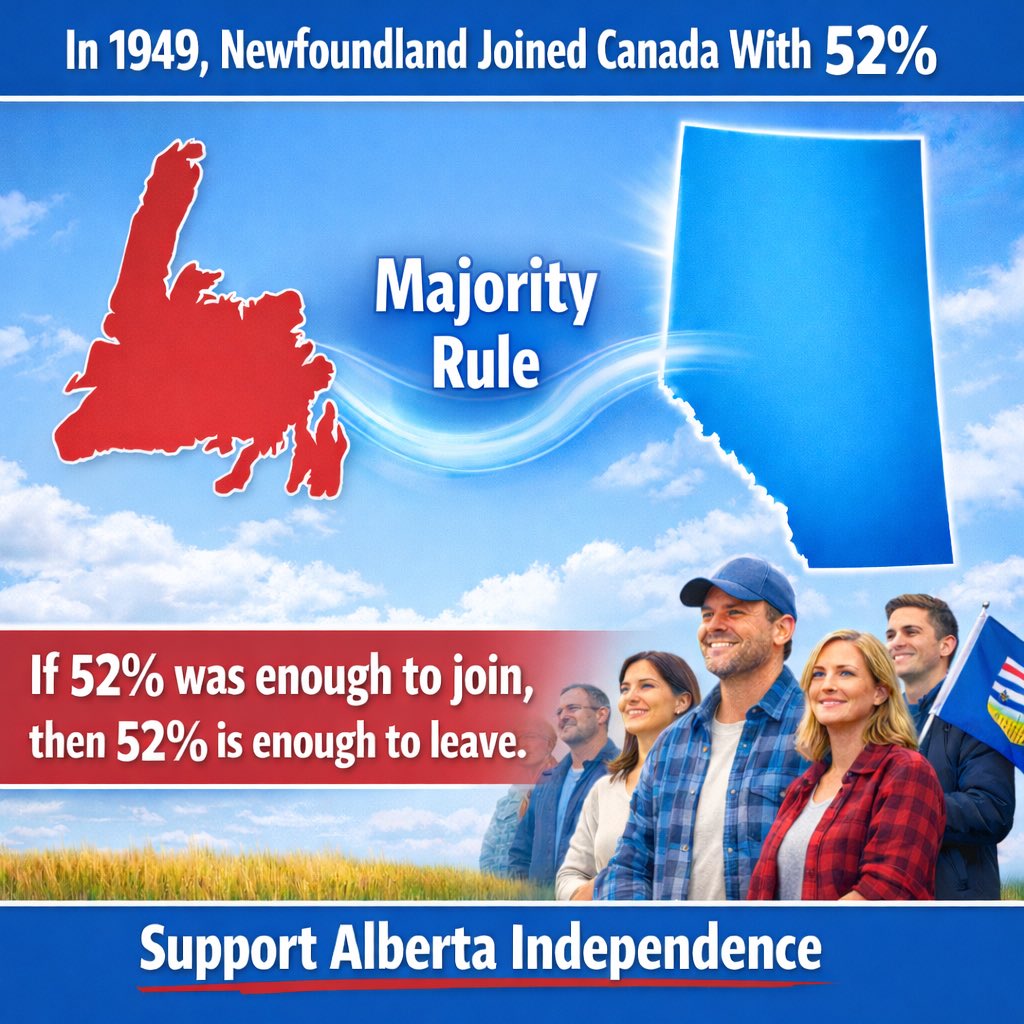 In 1949, Newfoundland joined Canada after a democratic referendum decided by just 52% of voters.

That result wasn’t a landslide. It was close, contested, and deeply emotional — families, communities, and political leaders were divided. But Canada accepted the outcome because
