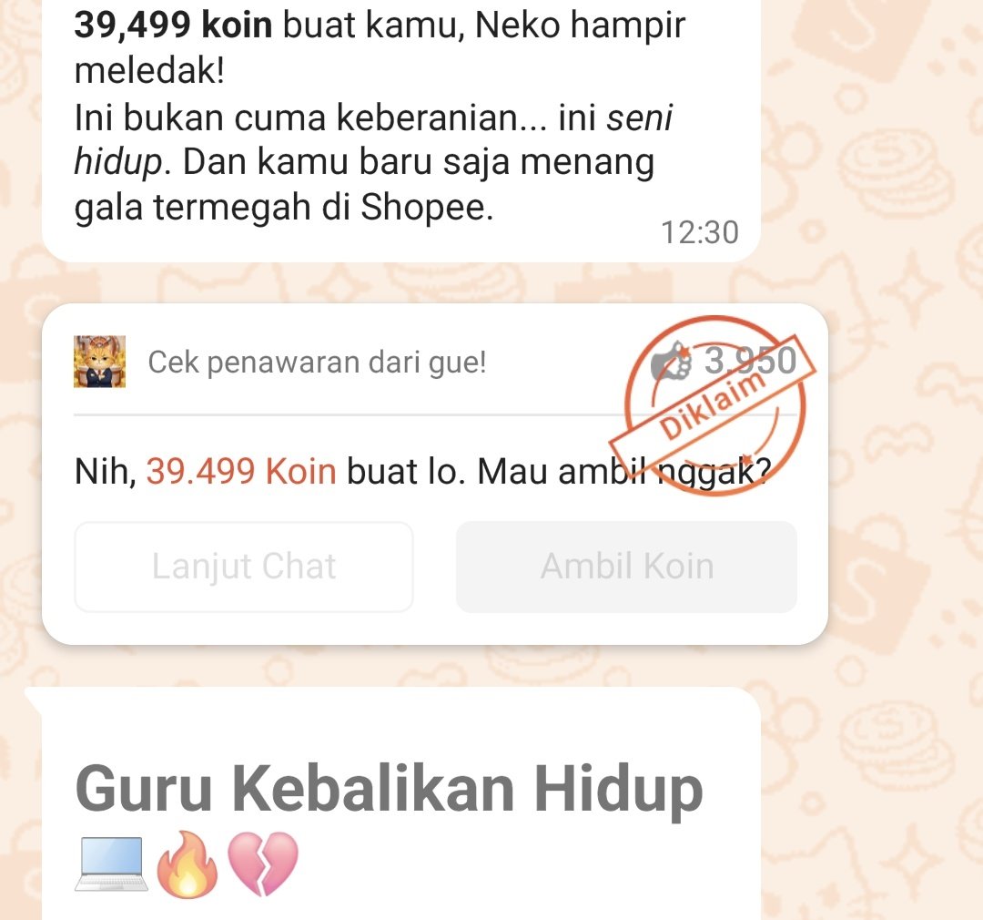 Tadi chat sama Neko dapet segini wkwkwk. Akhirnyaaaaaaaaaaa dapet juga yeeeeay