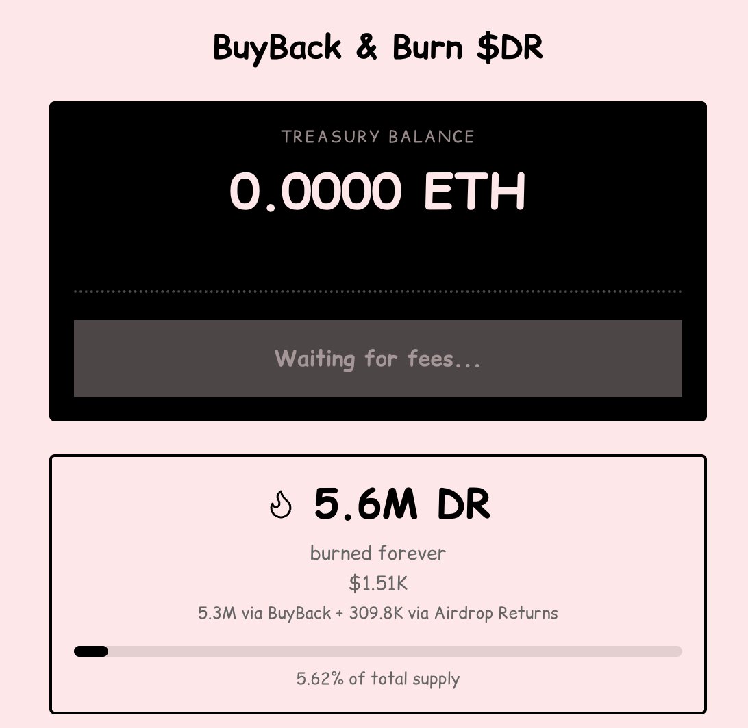 Here’s the funny part: I’ve barely had the chance to press the button because someone always clicks it instantly whenever revenue builds up in the burner contract.

They’re literally spending their own gas fees with no direct reward.

So why do it?
Is buying back and burning $DR
