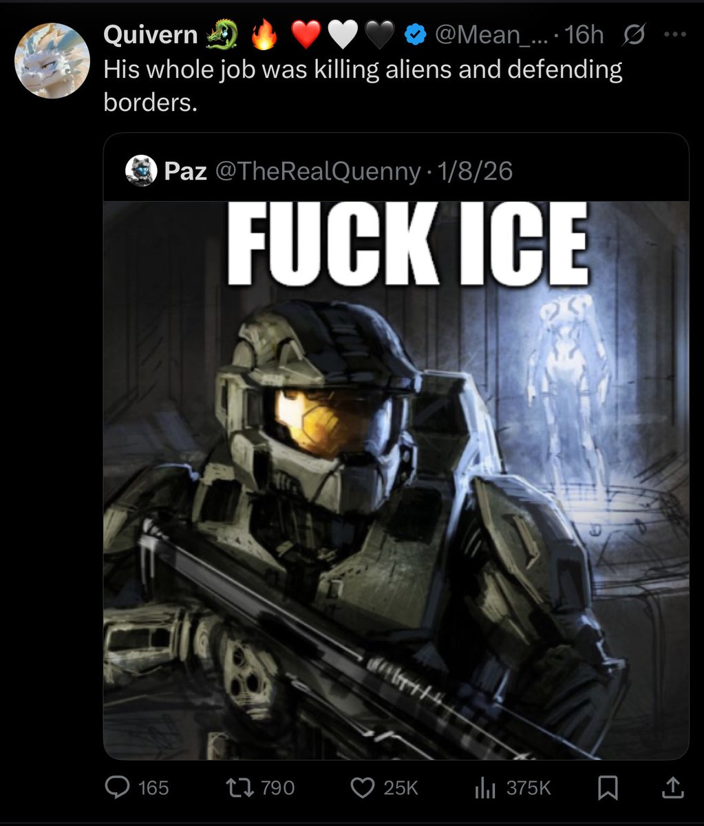 1. Holy fuck talk about misunderstanding Halo.
2. The Spartan II program was originally created to crush insurgency. 
3. His “job” wasn’t killing aliens and protecting borders.
4. His job was stopping an alien force hell bent on the decimation of humanity.
5. This guy is stupid,