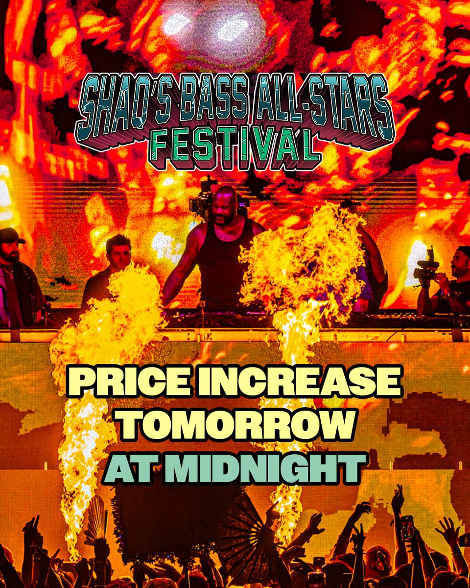 shaqbassallstar's tweet photo. Clock’s ticking ⏰ Prices increase TOMORROW, 2/27 at midnight! Don't miss out on limited $99 GA tickets: https://t.co/PSTxJMzeVh 💥 https://t.co/JaUJqydjbO