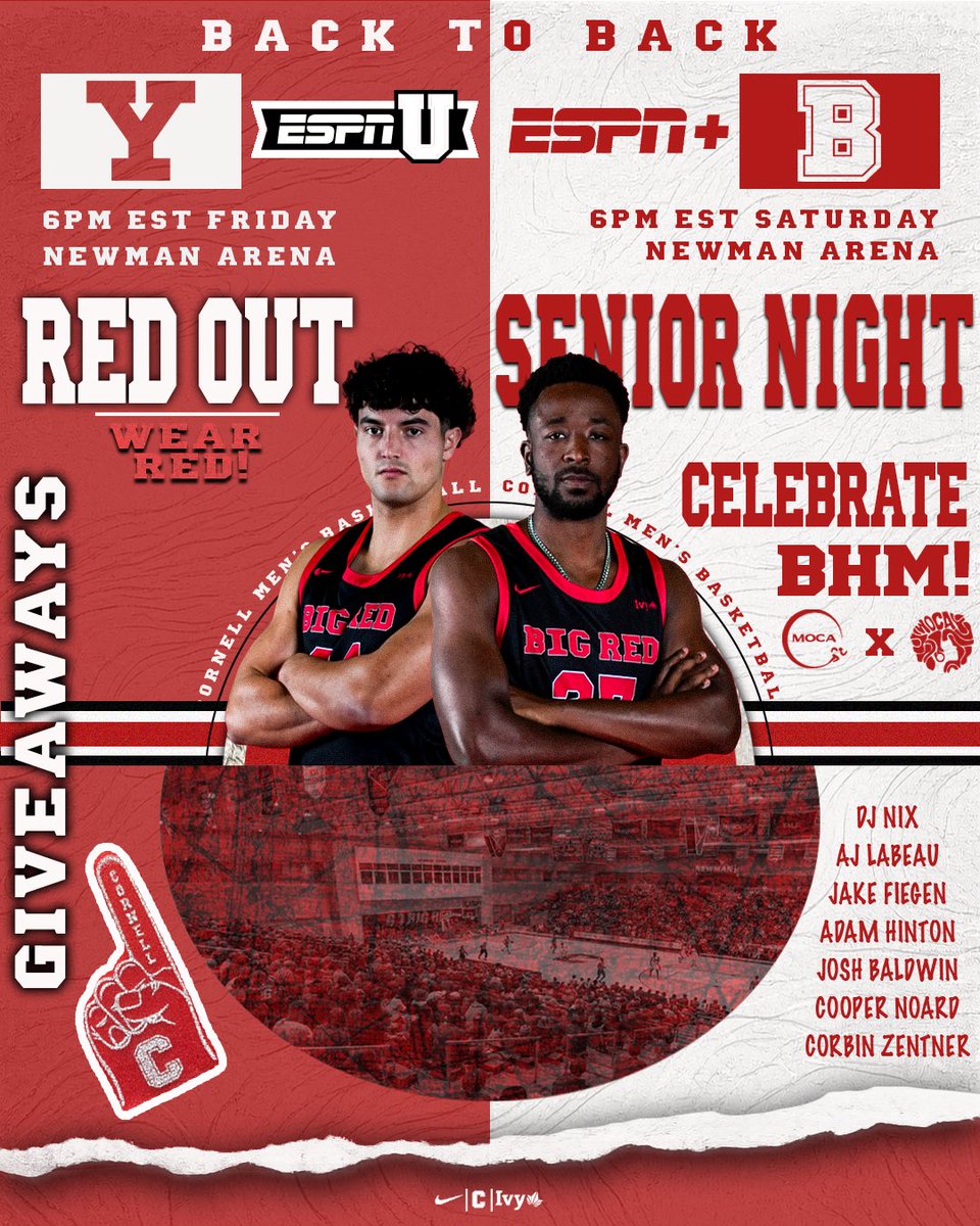 cornell_mbb's tweet photo. Spend the weekend with us in Newman! 🏠

#Andiamo #NewmanNation #GoBigRed https://t.co/GFspUNS4Xp