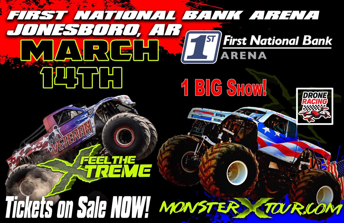 FNBArena's tweet photo. We are just a few weeks away from the Monster X Tour taking over First National Bank Arena, which means there's still time for you to secure your tickets! This will be an action packed night you won't want to miss! Use the link below to secure your tickets today:

https://t.co/VIu0akrihy