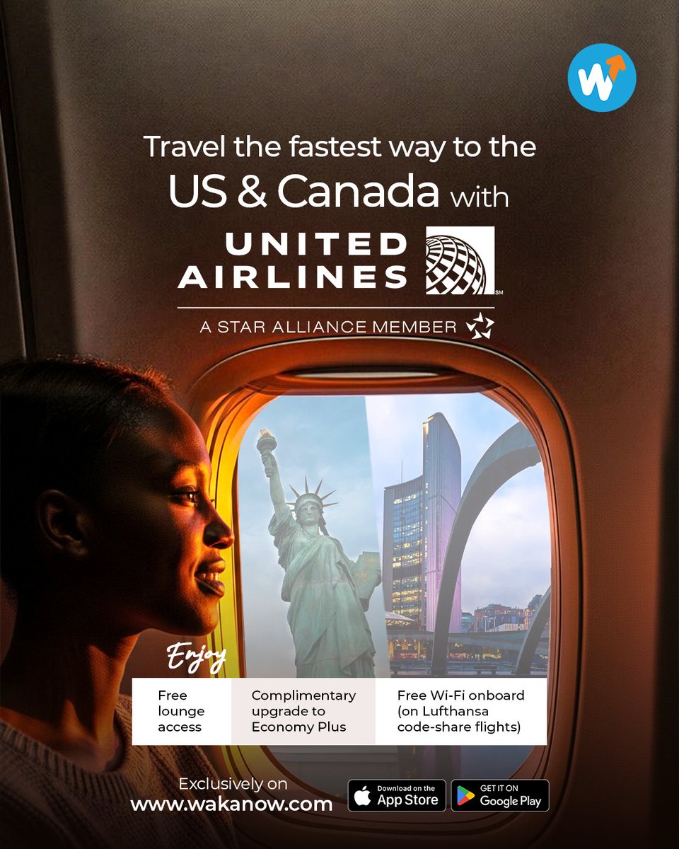 Wakanowdotcom's tweet image. Lock in the fastest way to US and Canada because your time is valuable! 

Life is not supposed to be lived in one place or spent unnecessarily in airports. 

Book now on wakanow.com or download the app. 

Let's Go! 

#Wakanow #Time #Valuable #UnitedAirlines #2026