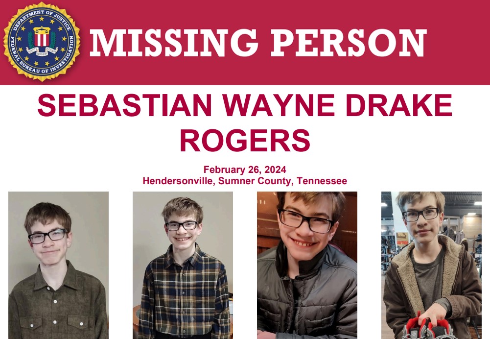 The #FBI offers a reward of up to $50,000 for info leading to the whereabouts of Sebastian Wayne Drake Rogers, a boy with medical conditions, including autism, who was last seen on February 26, 2024, in Hendersonville, Tennessee: fbi.gov/wanted/kidnap/…
