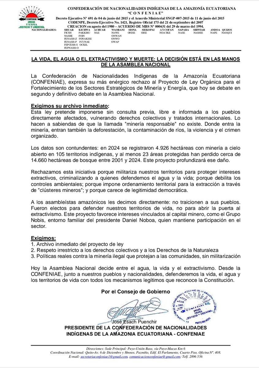 CONFENIAE Ecuador tweet media