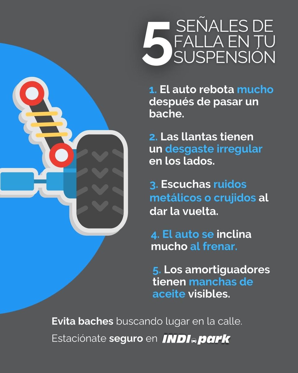 ¿Tu auto hace ruidos extraños?

Estas señales te indican si la suspensión anda mal. Identificarlas a tiempo te ahorra sustos y dinero en reparaciones. 🛠️

#automoviles #indipark #estacionamientoseguro