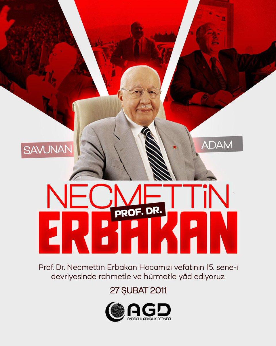 "Gergef gergef çile, çile yumağı
Yalnız Allah'a sığınan Adam
Çileyle yoğrulmuş bizler...Hepimiz,
Seni seviyoruz, Savunan Adam..."

Prof. Dr. Necmettin Erbakan Hocamızı vefatının 15. sene-i devriyesinde rahmetle ve hürmetle yâd ediyoruz.