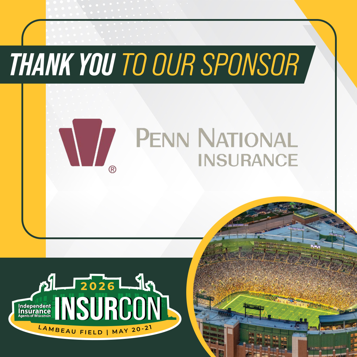 🎉Thank you to our InsurCon2026 sponsor and IIAW Exclusive Supporting Member, Penn National Insurance! We appreciate your support as a Beverage Sponsor at our Stadium View event on May 20.

Registration and sponsorship opportunities available at iiaw.com/insurcon 🏈