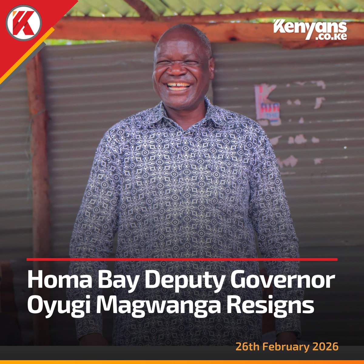 BREAKING: Homa Bay Deputy Governor Oyugi Magwanga Resigns
