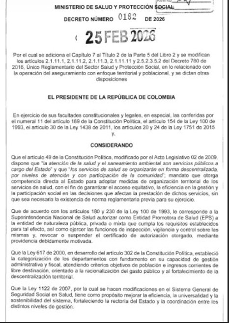 Nortevision's tweet photo. Atención, mediante decreto, el @MinSaludCol redistribuye a los usuarios de las EPS en todo el país, llama la atención el incremento en los usuarios de la NUEVA EPS. Documento muestra como quedaría la distribución. https://t.co/CqUSAwlKY4