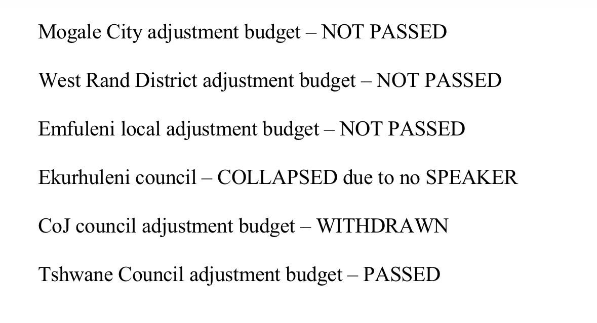 👀👇🏿 people of more wards are struggling to pass adjustment budget . Stop undermining the EFF .

#EFFInGovernment