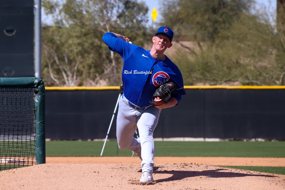 biest22's tweet photo. Pitcher @SamThoresen on the bump for some live BP action. #Cubs #ST2026 https://t.co/jQ07waOfEQ