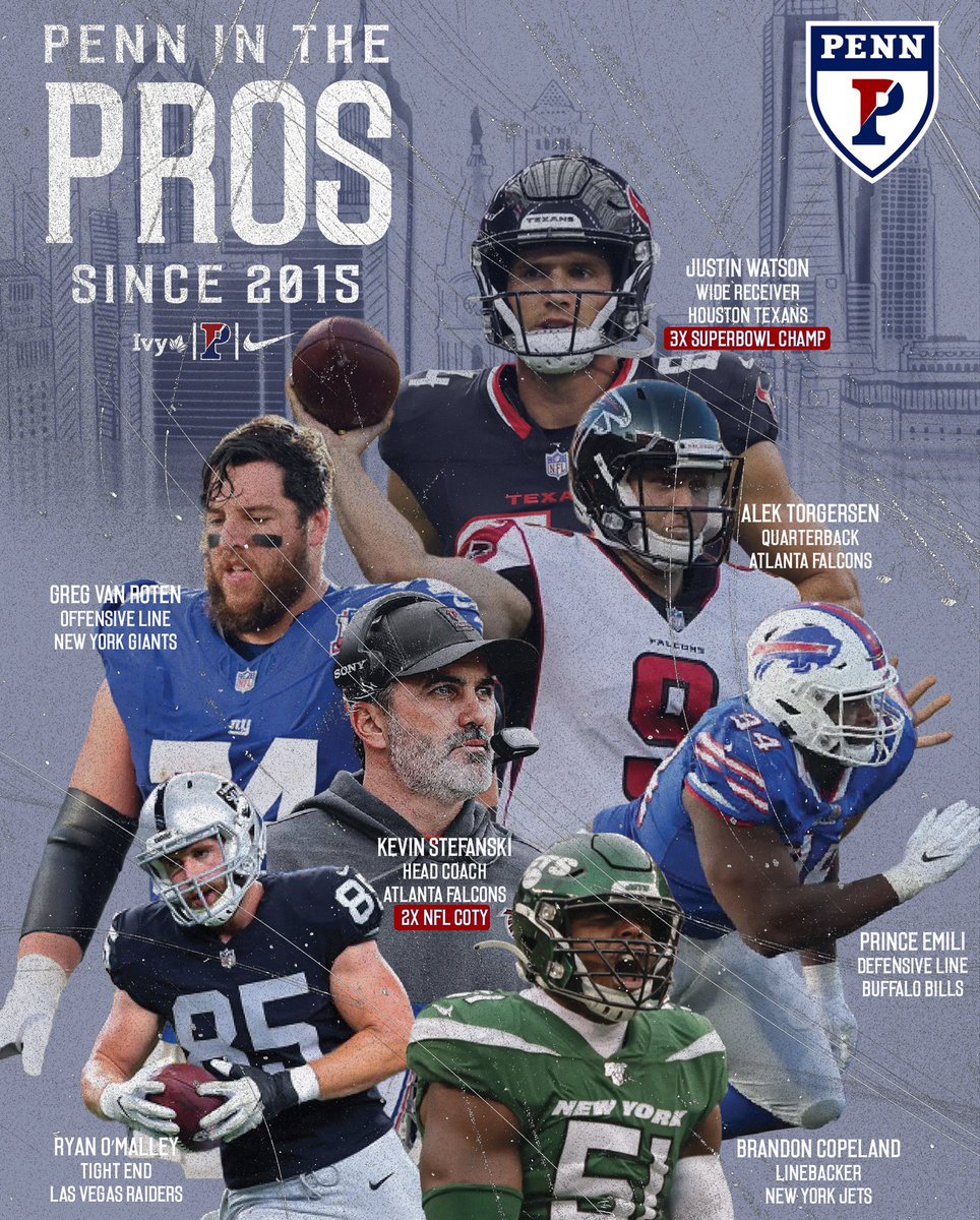 PennFB's tweet image. From Franklin Field to The League. 

With the NFL Combine kicking off today, here are just a few recent Penn Football alumni who have made their mark on Sundays!

#FightOn #1Team1HEARTbeat