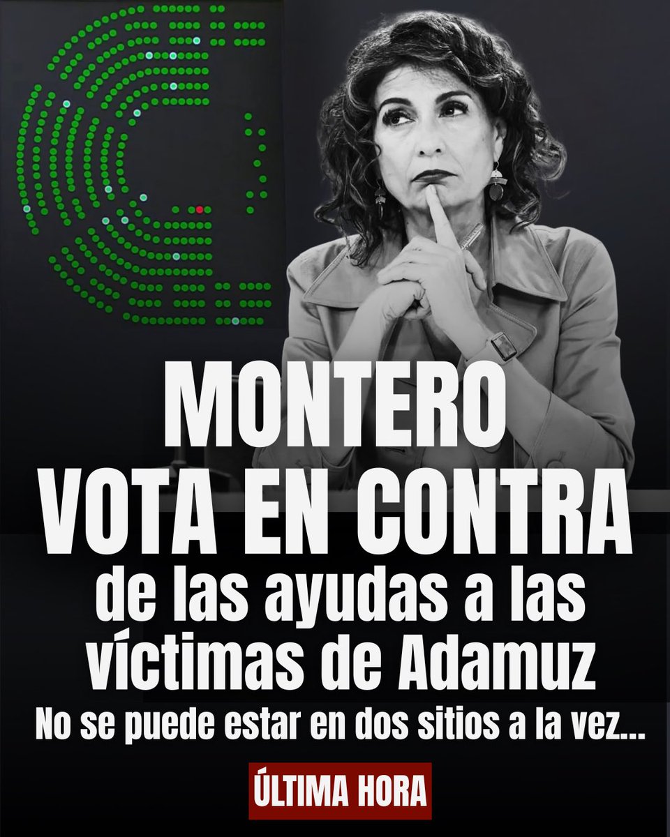🔴 ÚLTIMA HORA | Montero vota en contra de las ayudas a las víctimas del accidente de Adamuz. 

🤦🏻‍♂️ No se puede estar en dos sitios a la vez…