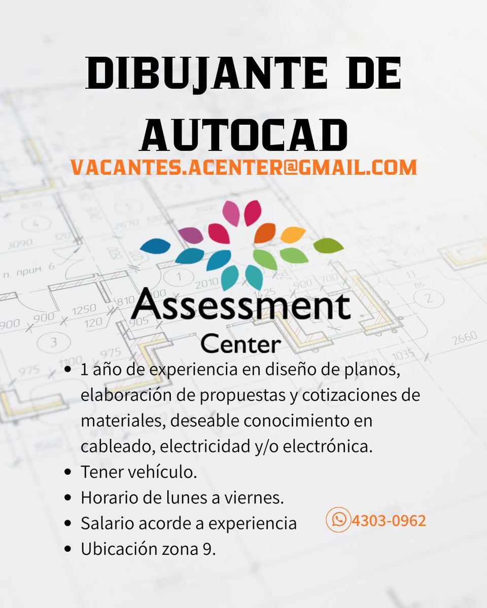 AssessmentC's tweet photo. 𝐃𝐈𝐁𝐔𝐉𝐀𝐍𝐓𝐄
vacantes.acenter@gmail.com.

📌 Información DM @AssessmentC 
📞 4303 0962
WTS https://t.co/TcWf3G45Iz
#PlazasVacantes #Personal #Empleo #RRHH #OportunidadLaboral #Trabajo #TrabajoSiHay #assessmentcenter #Jueves https://t.co/fsh6aonG8o