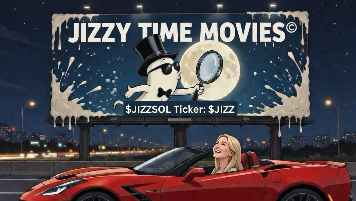 $JIZZSOL Ticker: $JIZZ Stay Tuned for more "Jizzy Time Movies" Coming SOON 🧐
#Entertainment #Comedy #Hotbabes #Billboard 
#USA #Jizzytimemovies #Memecoin #meme  
Contract Address:
fc5Y5sGsFexqKoNACf6XbmK28a3hzJrnFRyv9R2pump