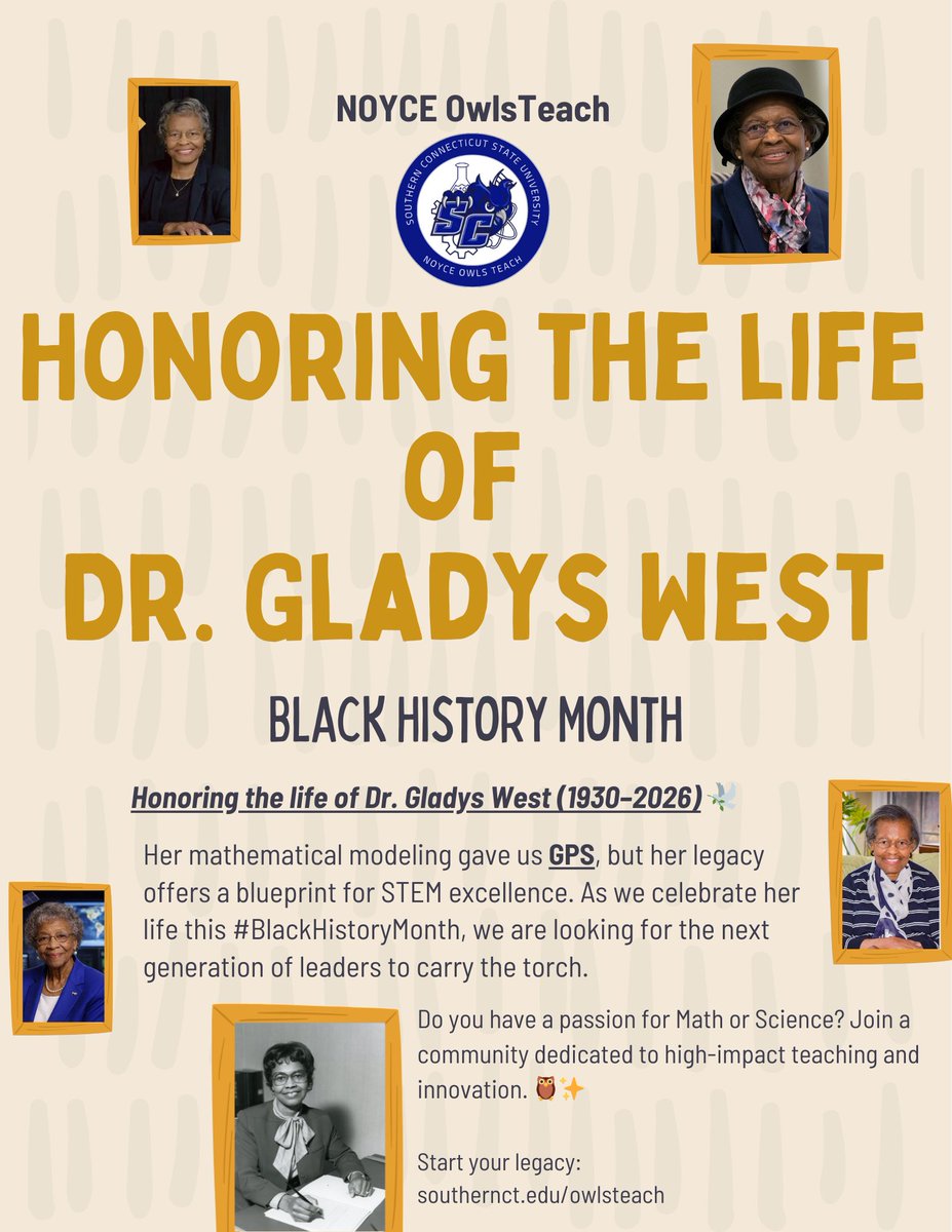 This #BlackHistoryMonth, OwlsTeach honors the life and legacy of Dr. Gladys West (1930–2026). 🕊️
At OwlsTeach, we are dedicated to supporting the next generation of STEM leaders who will carry this torch into the classroom. Are you ready to start your own legacy?
#STEM #SCSU
