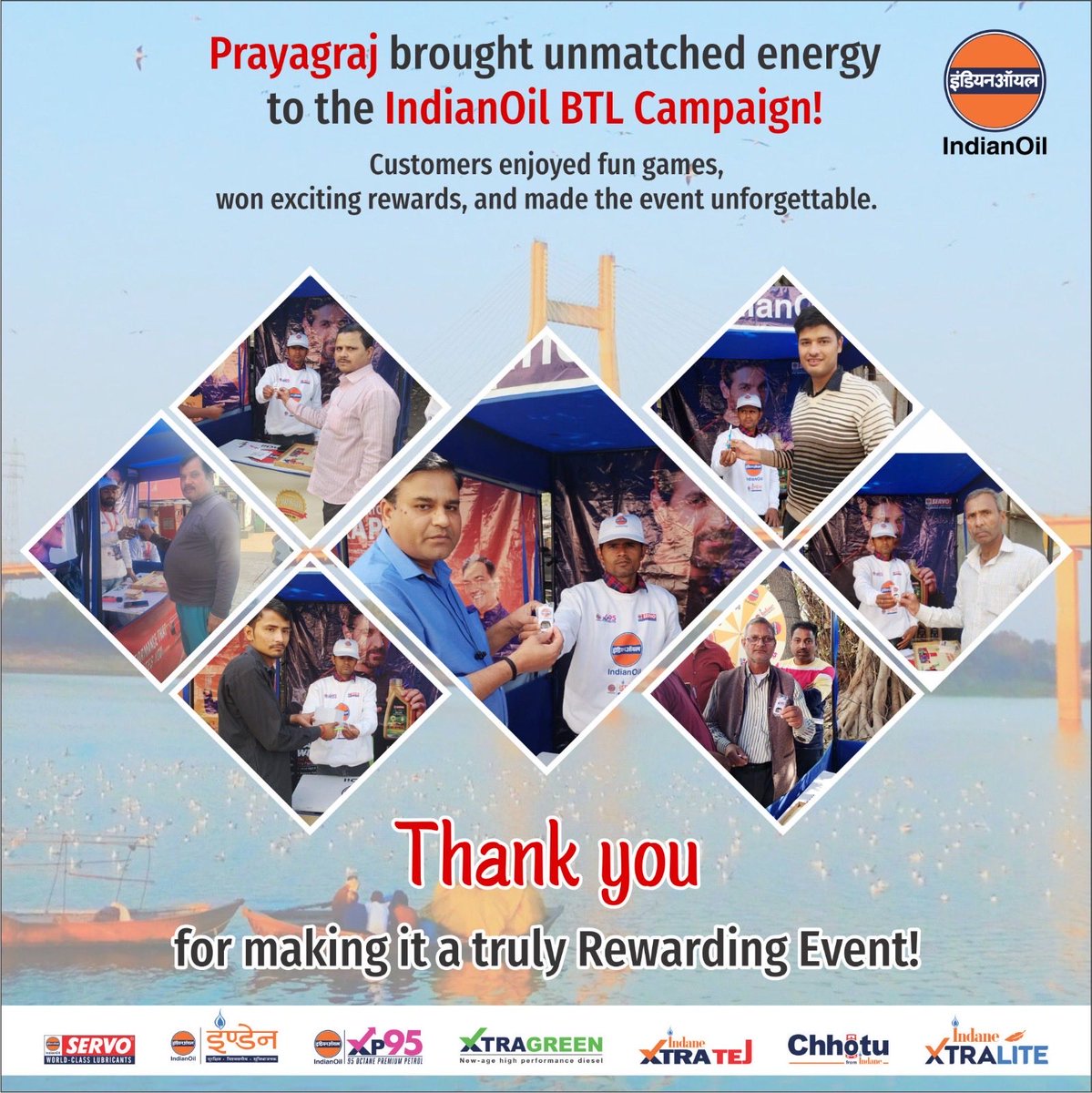 IOCL_UP's tweet photo. Prayagraj brought unmatched energy to the IndianOil BTL Campaign!
Fun games, exciting rewards & enthusiastic participation made it a truly rewarding celebration. 🙌🎉
Thank you for making it unforgettable!
#IndianOil #BTLCampaign #FuelTheFun #CustomerConnect https://t.co/pv1QVLepXZ