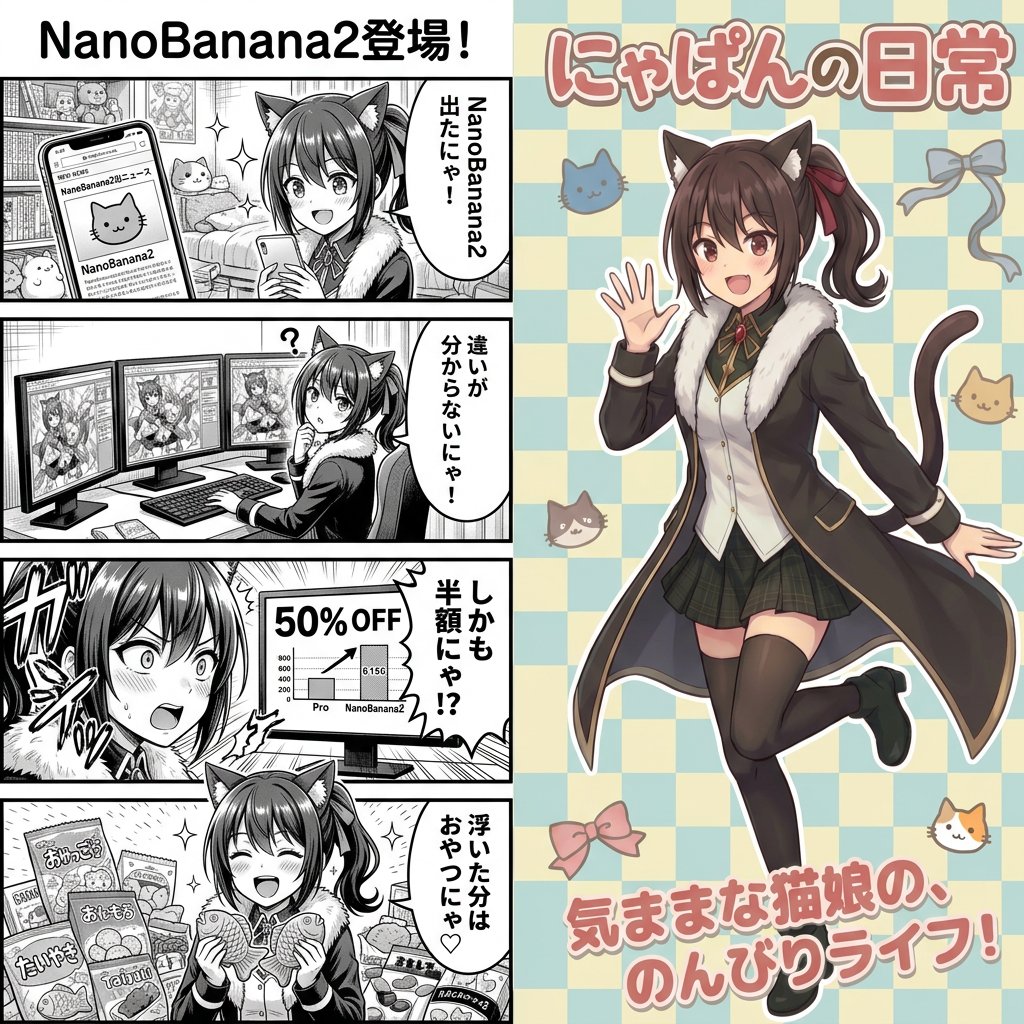 にゃぱんの日常 タイトル：NanoBanana2登場！ 結論言っとくとPROの方が