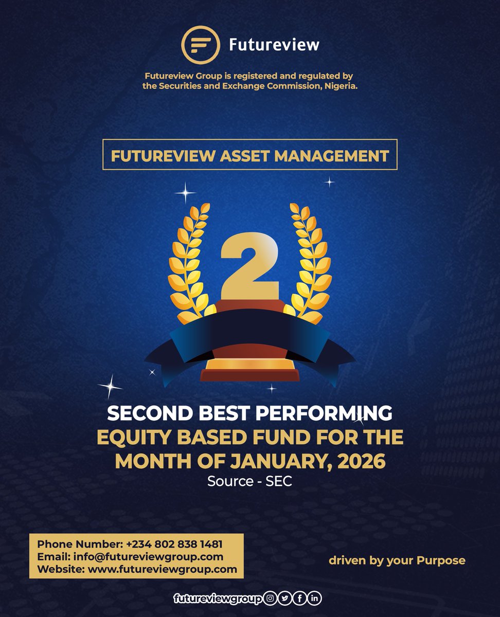 We are excited to share that Futureview Asset Management is ranked 2nd Best Performing Equity-Based Fund for January 2026 (Source: SEC). This recognition is more than a ranking, it’s proof that your investments are working.

#Equity #Portfolio #AssetManagement #FutureviewGroup