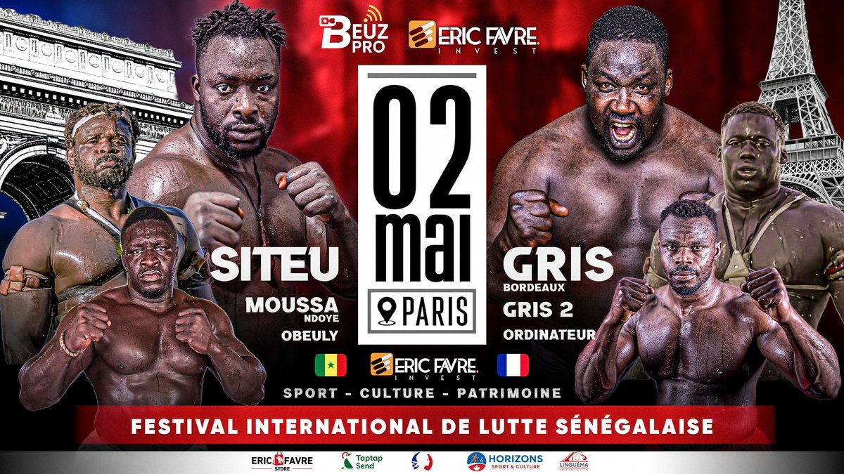 LutteTv's tweet photo. 🇸🇳❤️🇫🇷 Du Sine-Saloum aux Champs-Élysées… La force, la tradition et le mbappat  débarquent à Paris le 02.05.2026 ! SITEU vs GRIS BORDEAUX, un choc pour l’histoire. Culture. Patrimoine. Puissance. 💪 

#luttesenegalaise #motivation #BeuzPro #ericfavreinvest https://t.co/b4HG3MWAEL