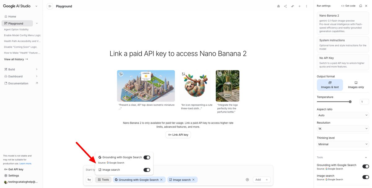 AI Studio tool toggles