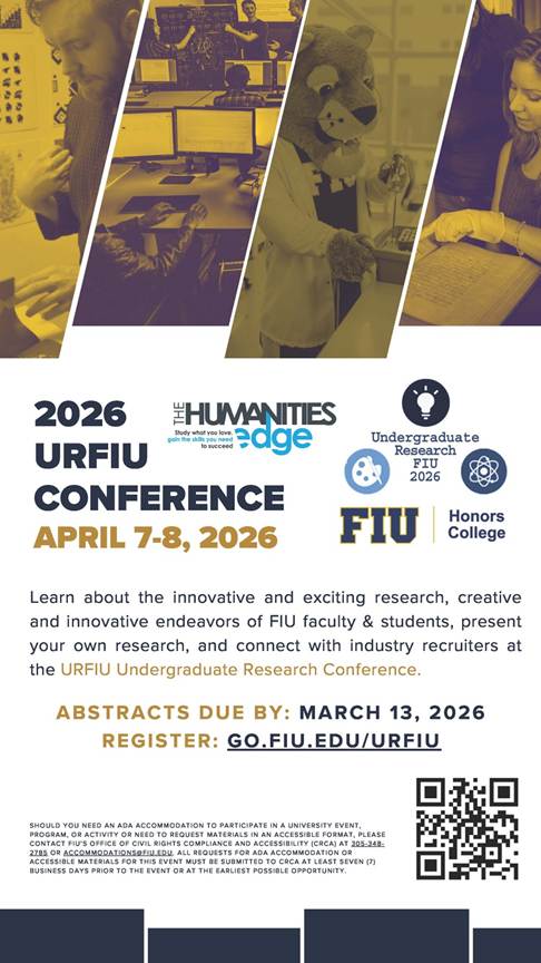 HSA Panthers 🐾

Explore and present innovative research at the 2026 URFIU Conference • April 7–8, 2026

📌 Abstracts due: March 13, 2026
🔗 go.fiu.edu/urfiu

#FIUHSA #URFIU #FIUResearch