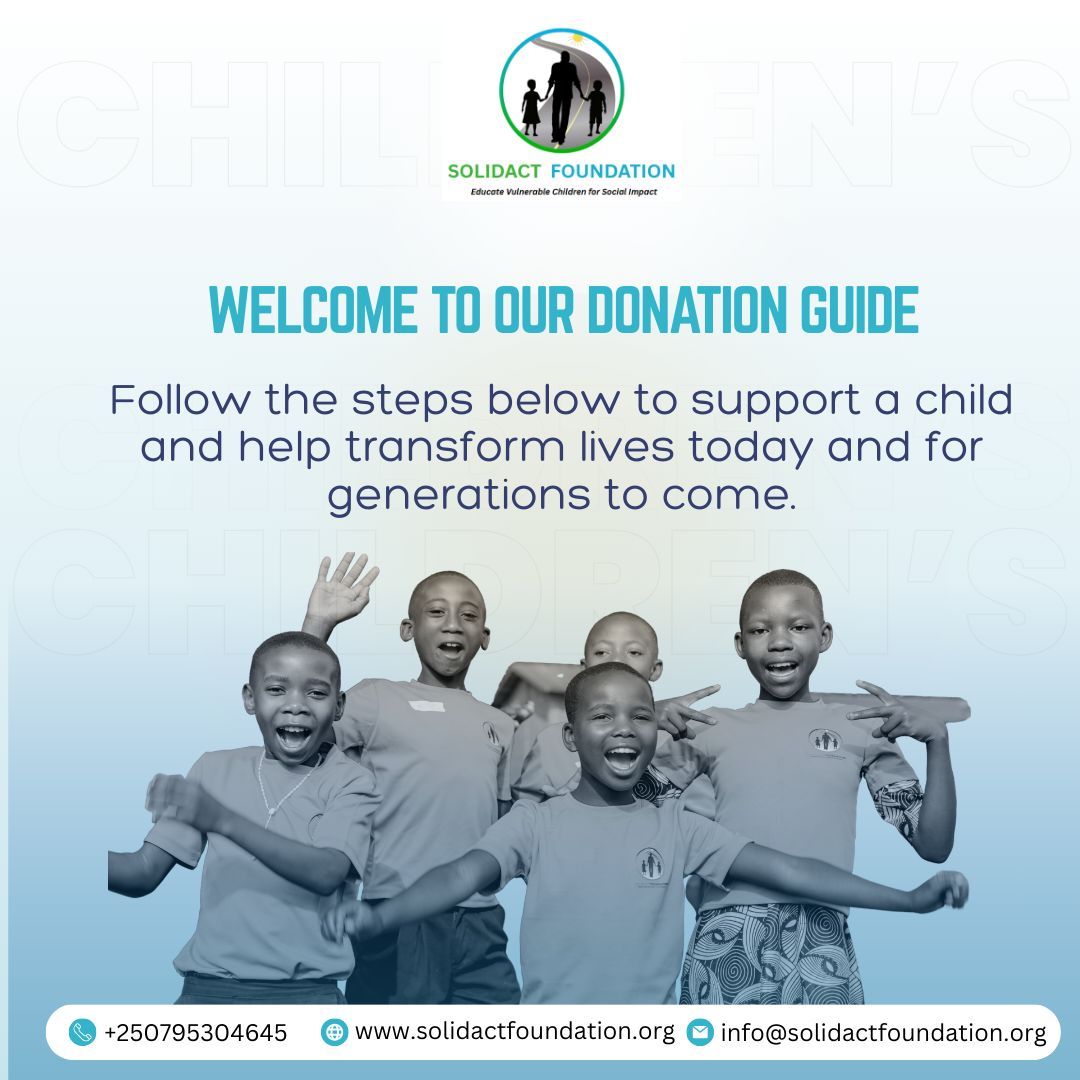 SolidactF's tweet photo. WELCOME TO OUR DONATION GUIDE
Follow the steps to support a child and help transform lives for generations to come.
Your Donation Makes Education Possible.
Thank you for investing in Rwanda’s children, the leaders of tomorrow. 🇷🇼

https://t.co/dZ9fF3la0u
#DonateNow #Education https://t.co/YYD5rq0ZjW